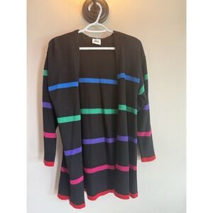 Vintage Neiman Marcus Ami Cardigan Button Front Striped Pockets Women's Size 8
